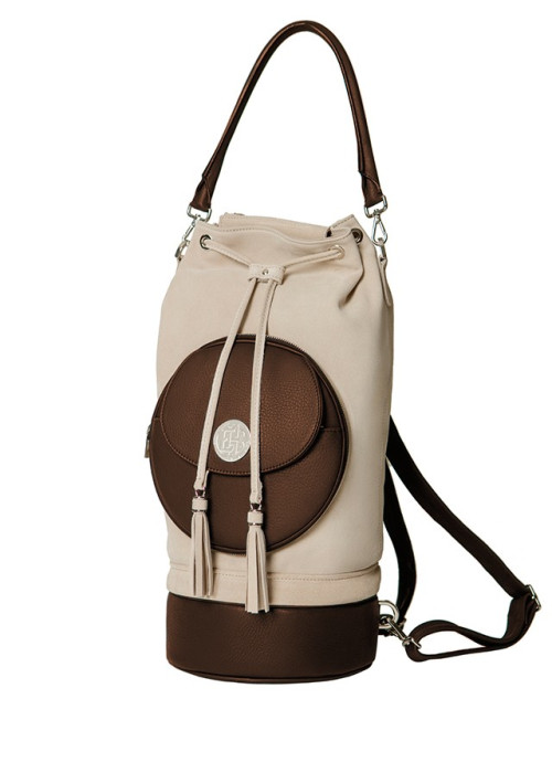 Genie Round changeable Taurillon sangria, Pouch Calf Suede ivory