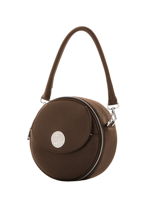 Genie Round changeable Taurillon sangria, Pouch Tweed grey/brown/perle